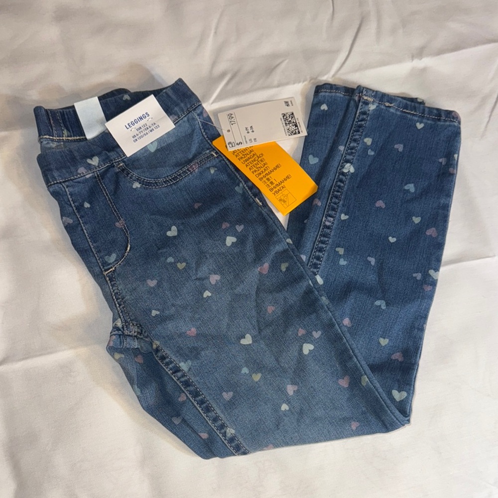Blue Heart Print girls Jeans